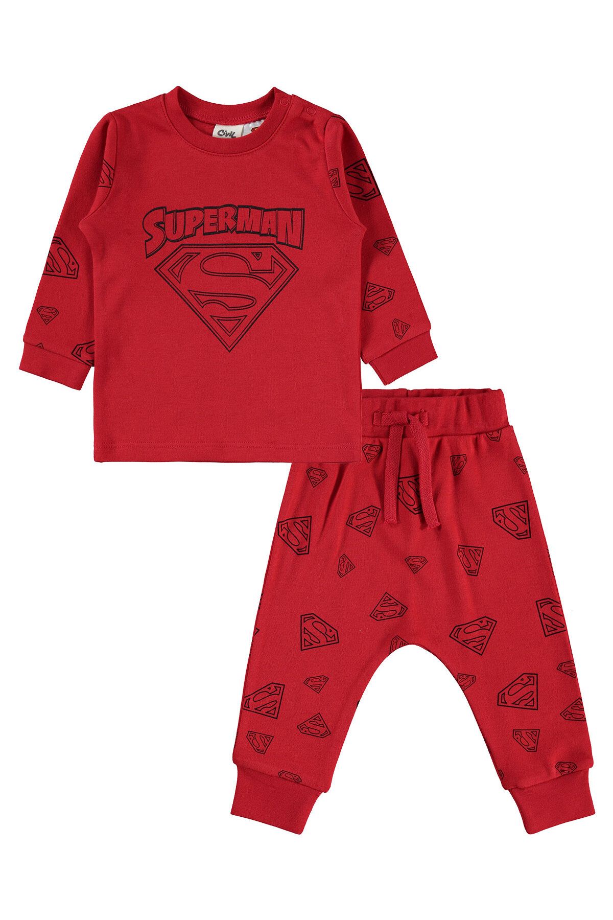Superman Erkek Bebek Takım 6-18 Ay Kırmızı