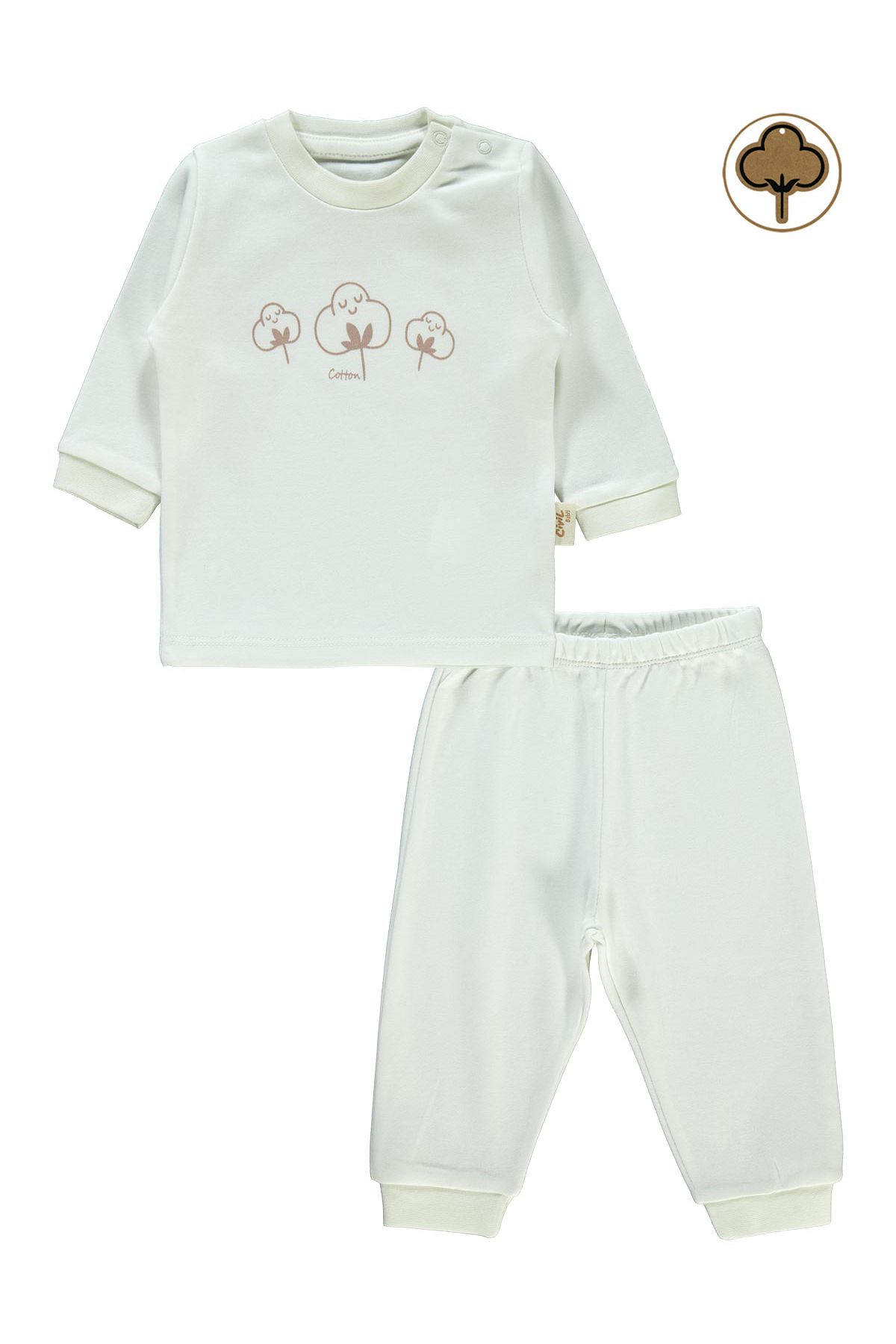 Civil Baby Bebek Organik Pijama Takımı 1-9 Ay Ekru