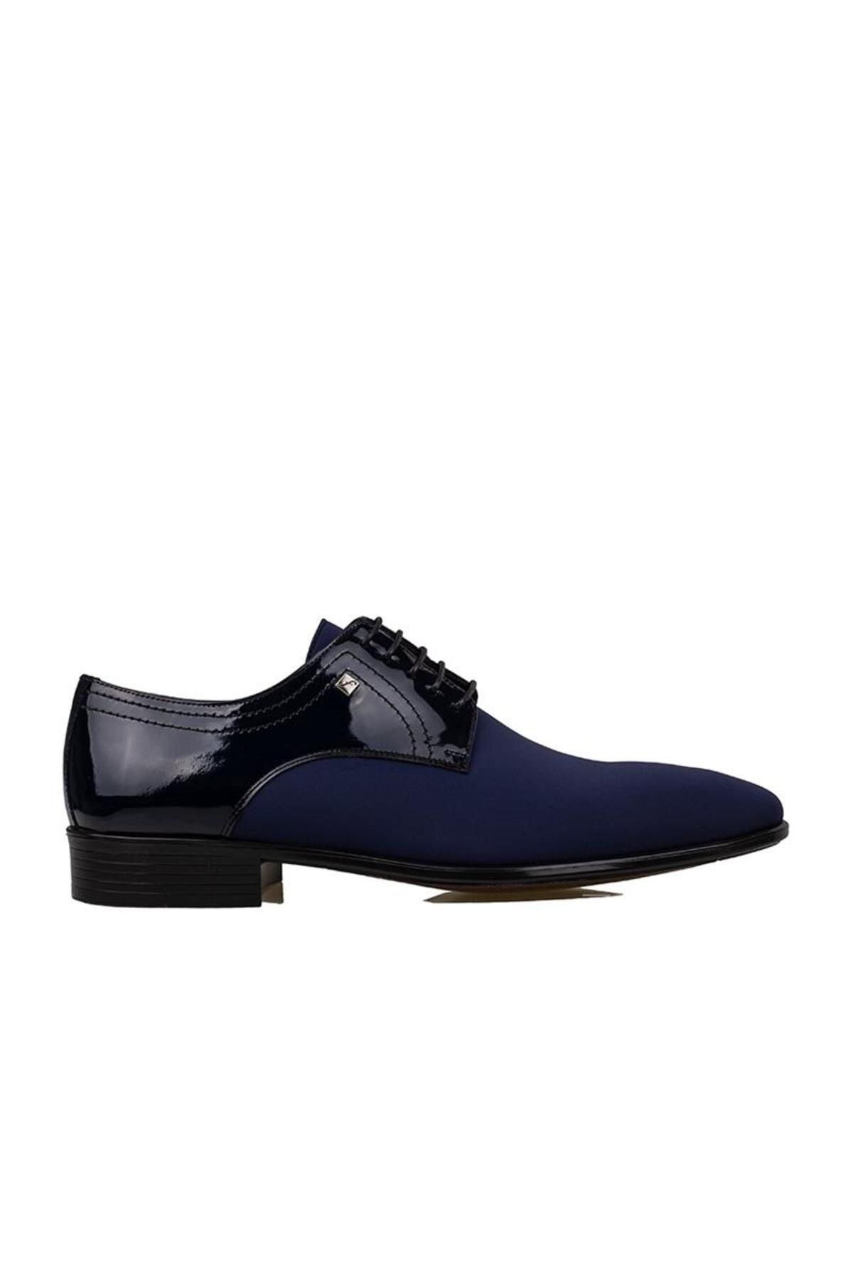 Fosco Mavi Saten Özel Üretim Erkek Klasik Ayakkabı