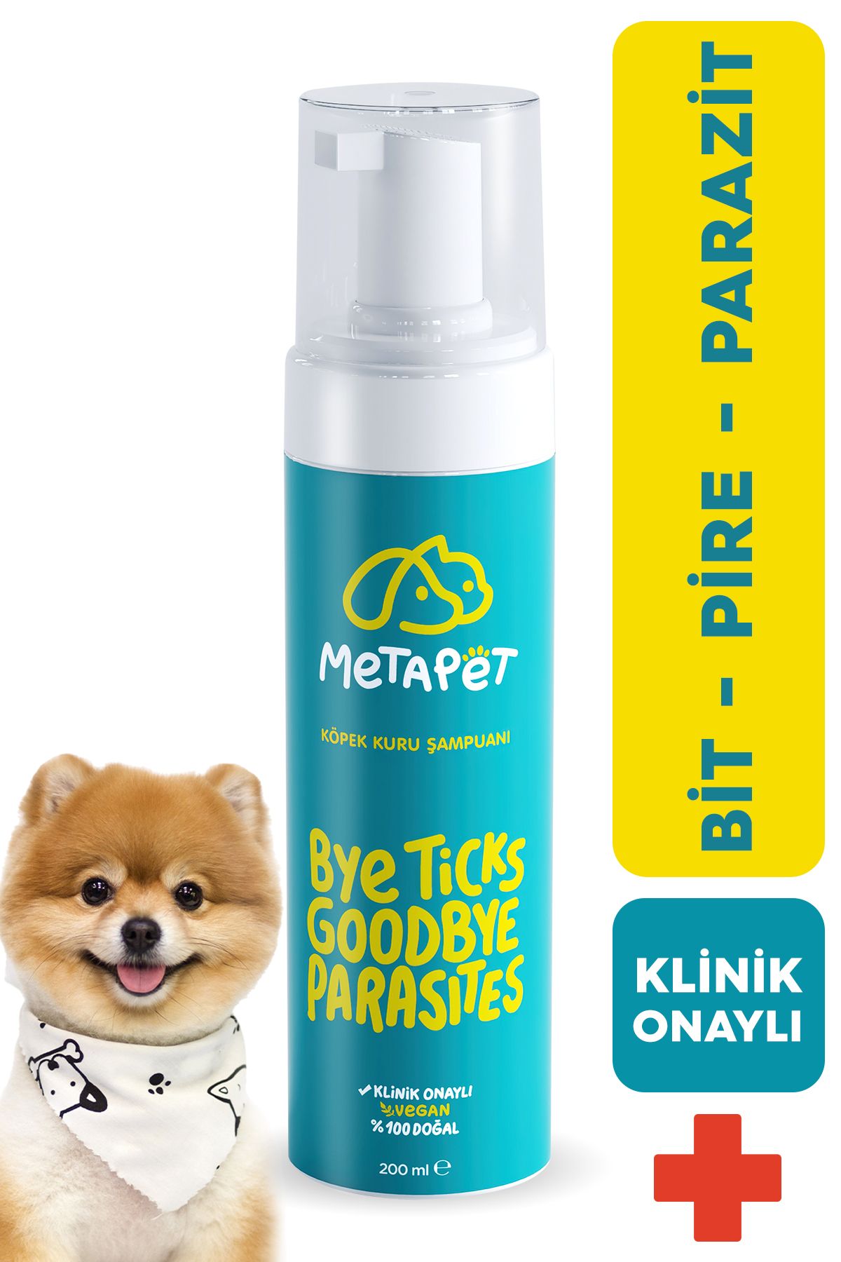 Metapet Köpek Kuru Şampuan, Bit Pire Dış Parazit Kene Uyuz Damla Önleyici Tasması Tarağı Ile Kullanılabilir