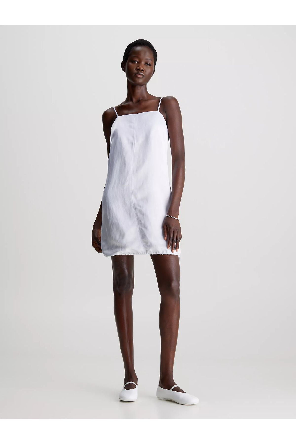 Calvin Klein Kadın Logolu Rahat Günlük Beyaz Elbise K20K206856-YAF