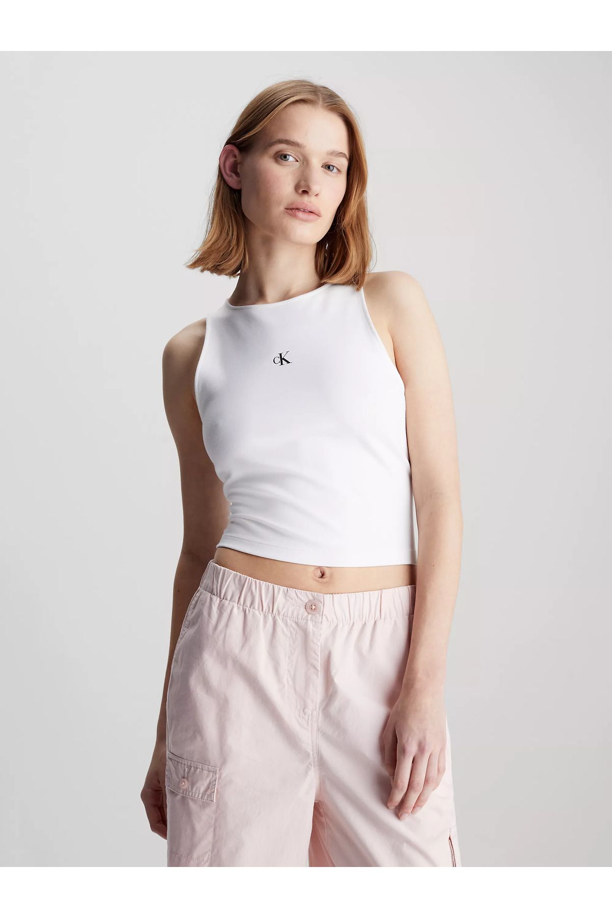 Calvin Klein Kadın Marka Logolu Rahat Kesim Beyaz T-Shirt J20J223107-YAF