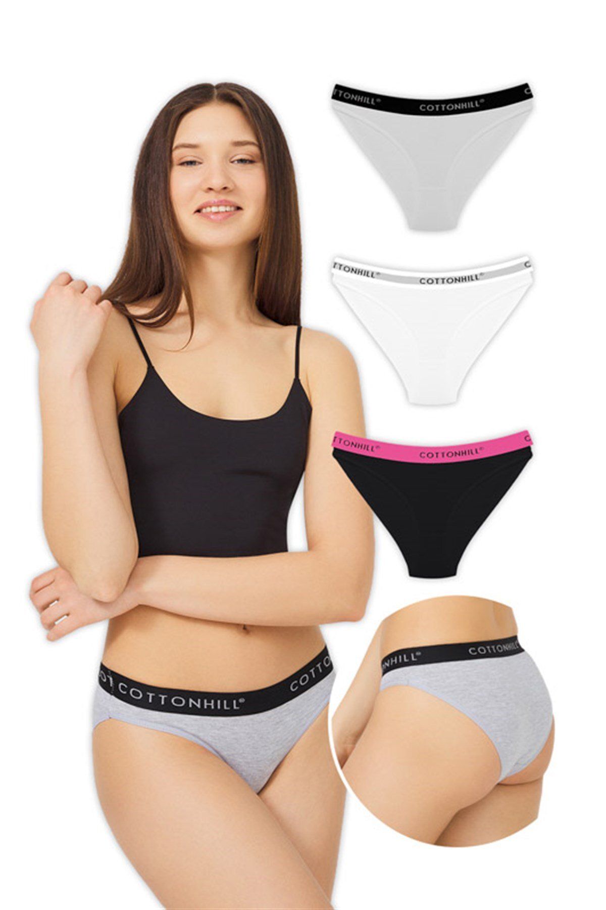 Cottonhill Pamuklu Basic Kadın Bikini Külot 3'lü Paket - 4