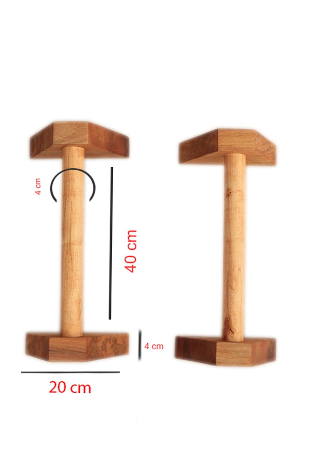 Genel Markalar 80 - 100 cm Ahşap Şınav Barı Amut Barı Kahverengi İkili