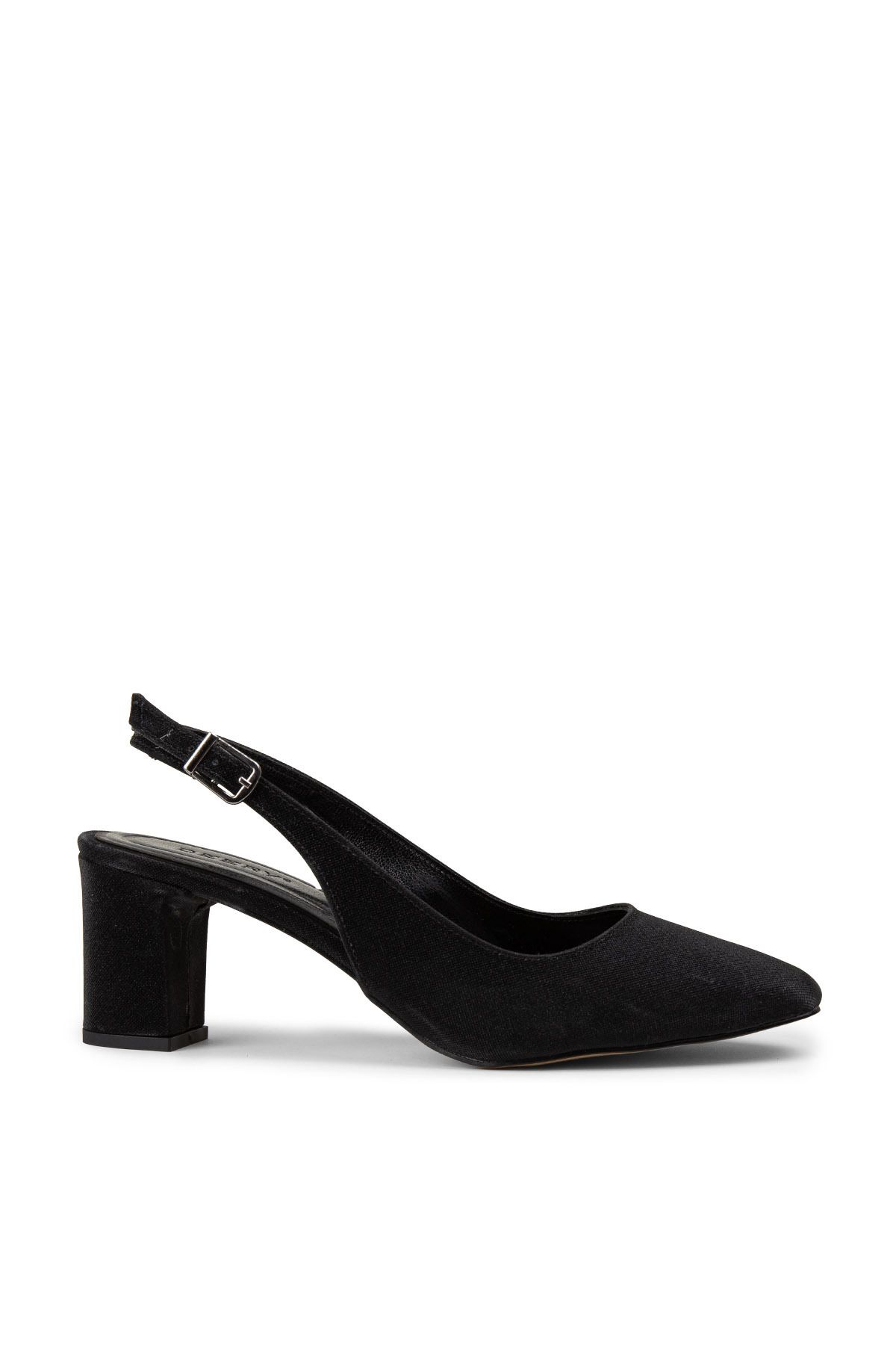 Deery Siyah Simli Kadın Topuklu Ayakkabı