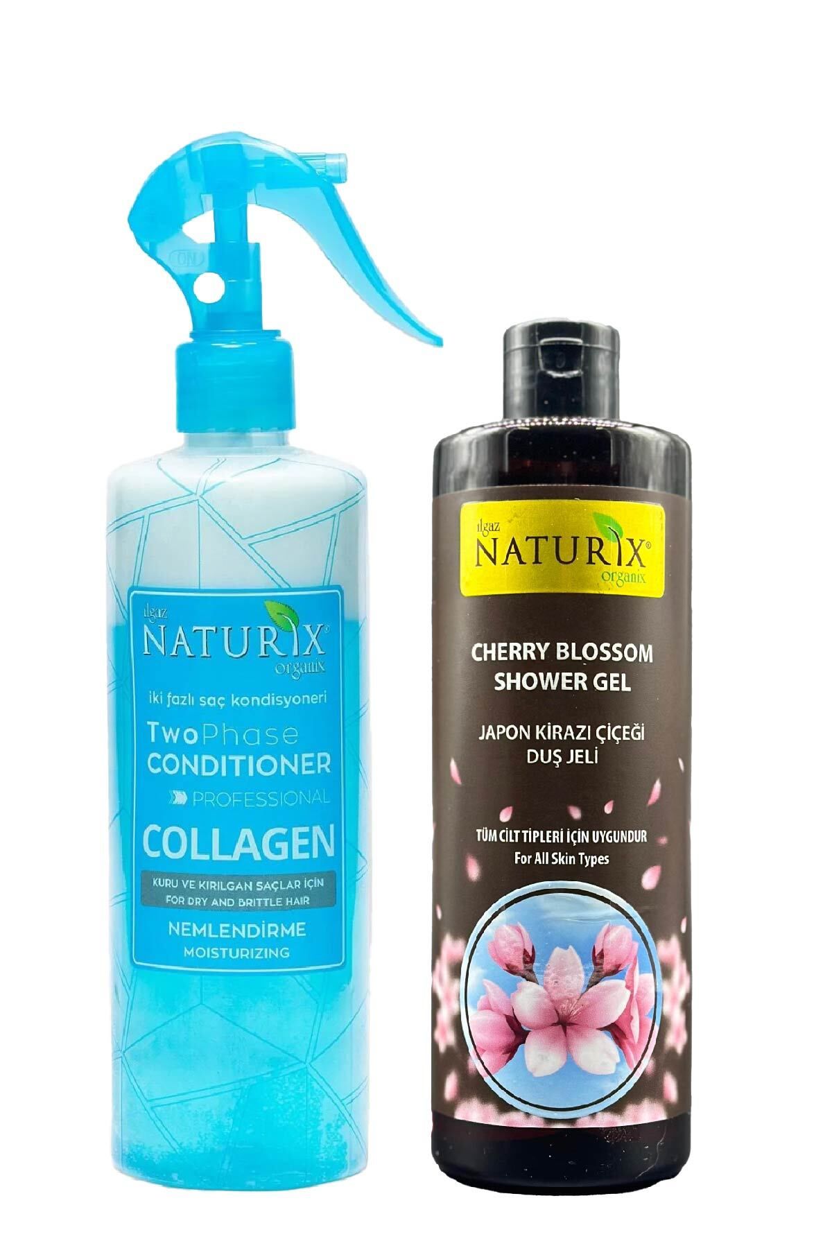 Naturix Bitkisel Collagen Fön Suyu Iki Fazlı Sıvı Saç Kremi 400 Ml + Japon Kirazı Duş Jeli 400 Ml