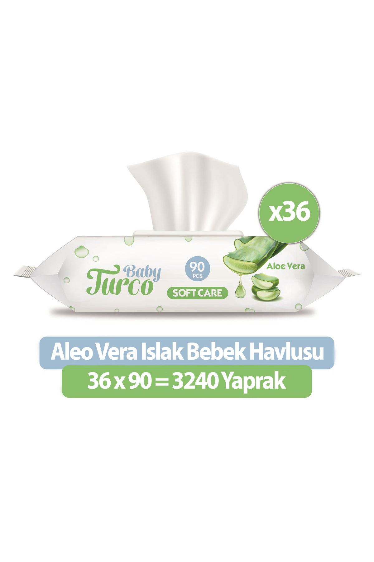 Baby Turco Softcare Aloea Vera Islak Havlu Mendil 90x36 3240 Yaprak