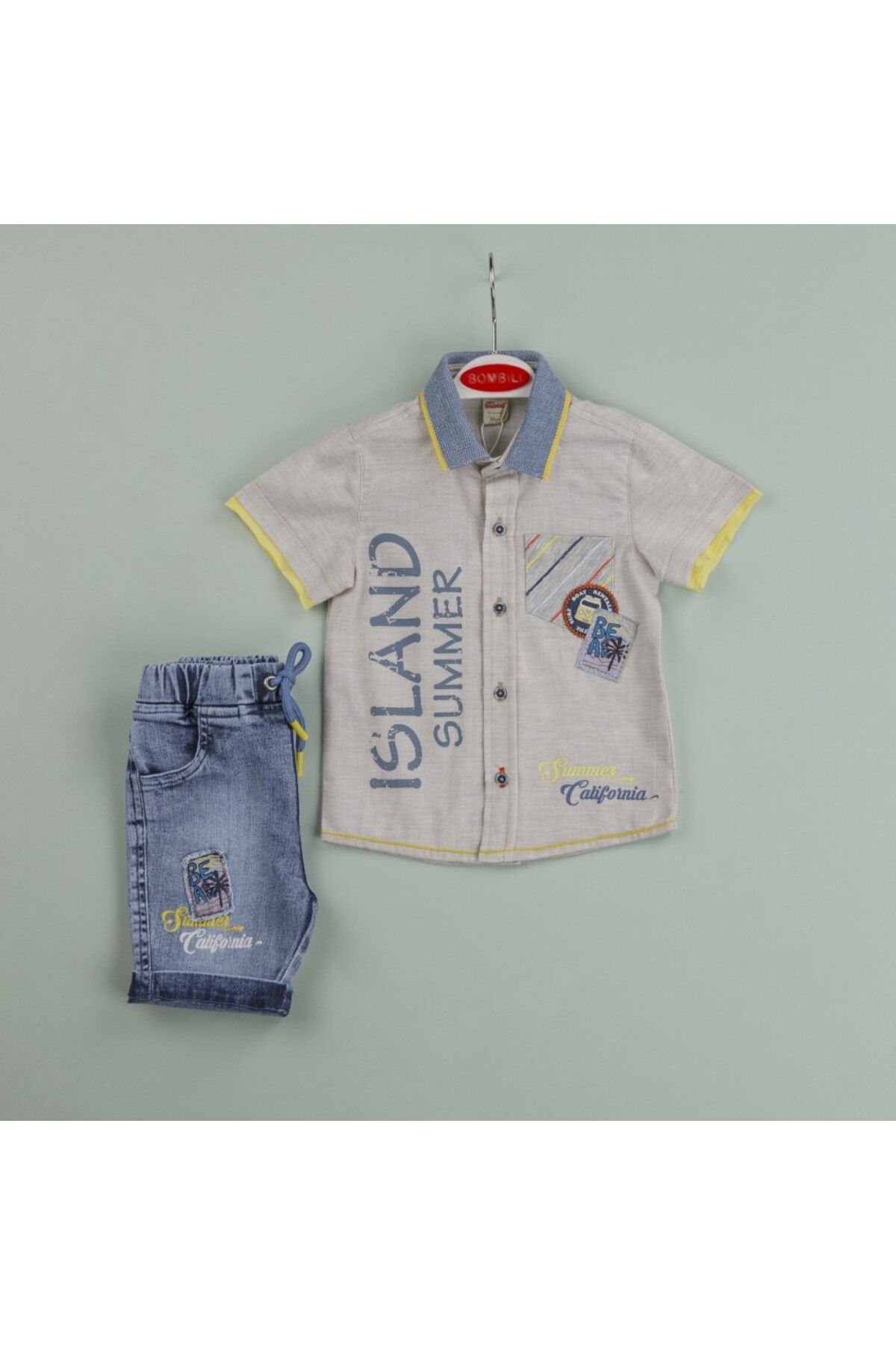 DIDuStore Yaz Rüyası Erkek Bebek Seti: Serinletici Gömlek ve Denim Pantolon Kombini