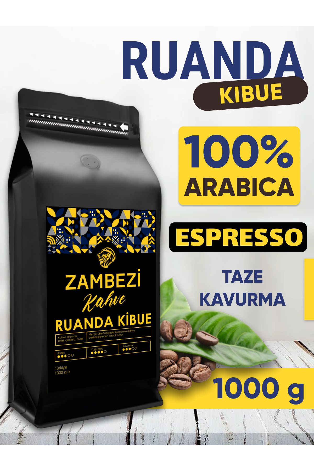 Zambezi Ruanda Kibue Çekirdek Kahve 1 Kg / 1000 G.