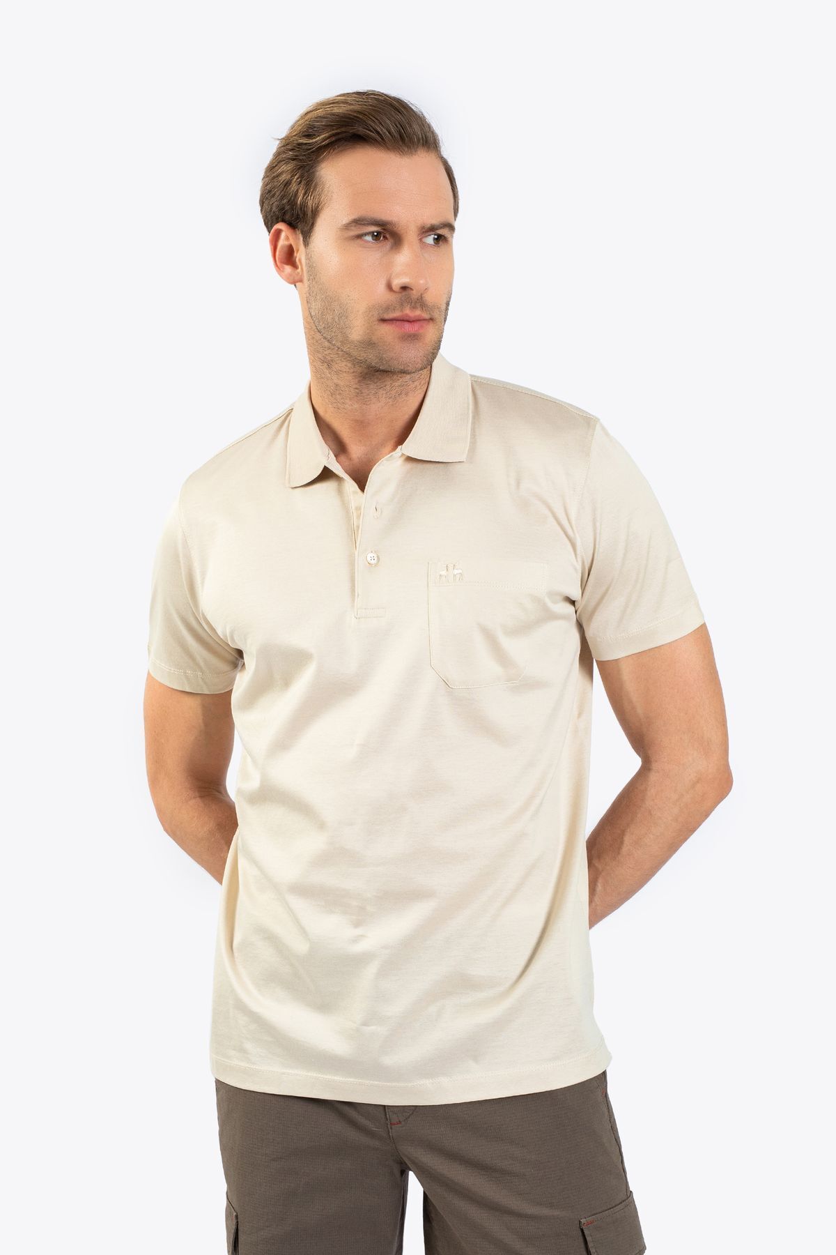 Karaca Erkek Regular Fıt Polo Yaka Tişört-Açık Bej