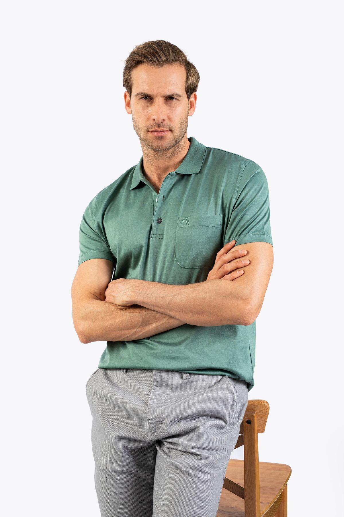 Karaca Erkek Büyük Beden Polo Yaka Tişört-Çağla Yeşili