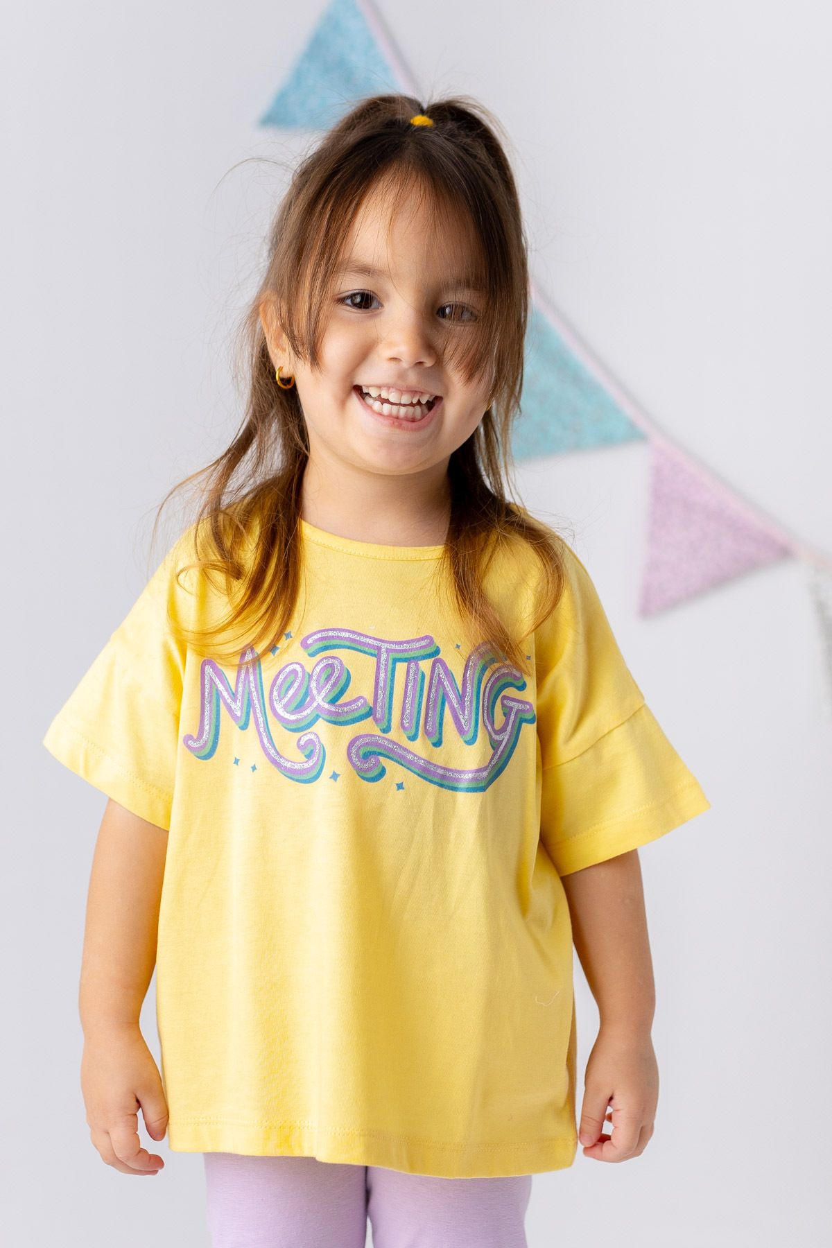 Zeyland Kız Çocuk Meeting Sim Baskılı Basic T-shirt