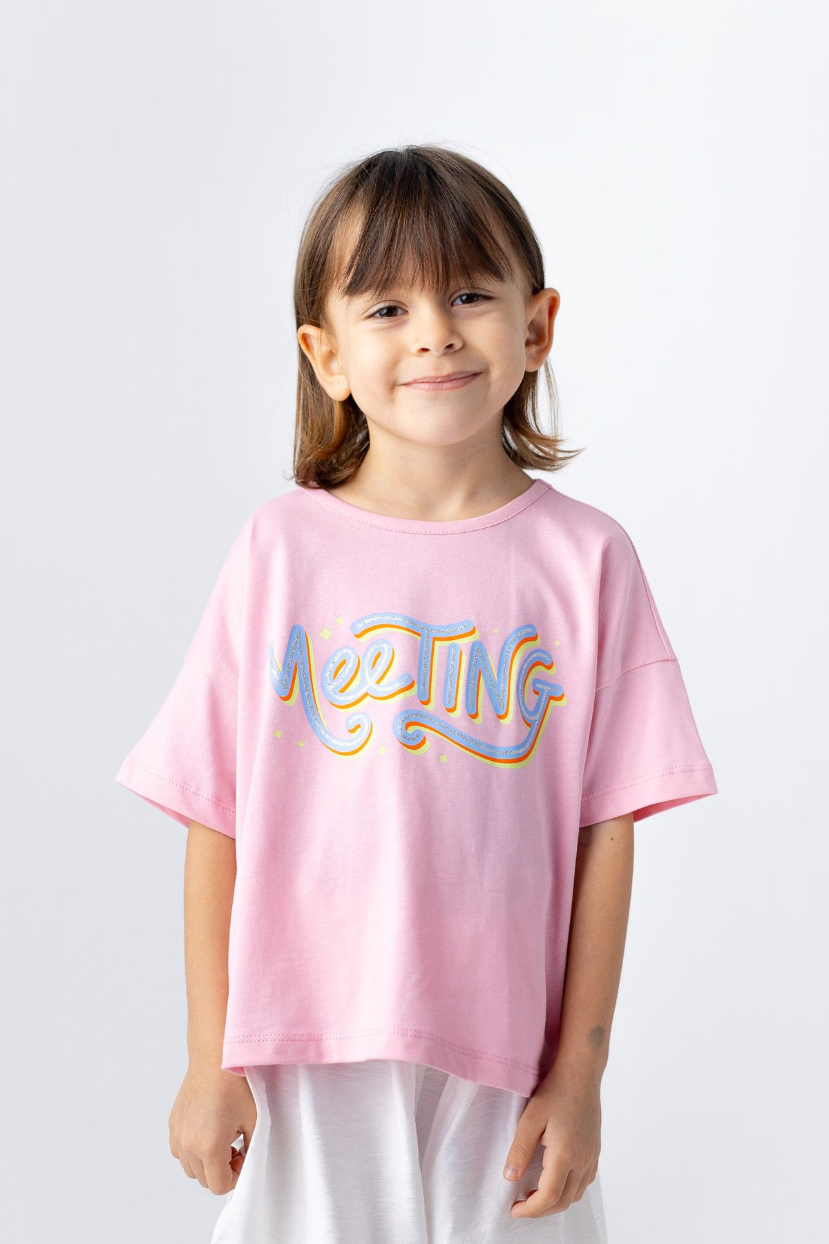 Zeyland Kız Çocuk Meeting Sim Baskılı Basic T-shirt