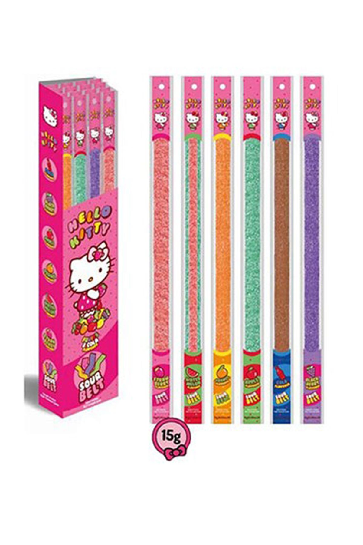 Hello Kitty Lisanslı Hello Kitty Rainbow Uzun Ekşi Şeker 15GR 60 Adet