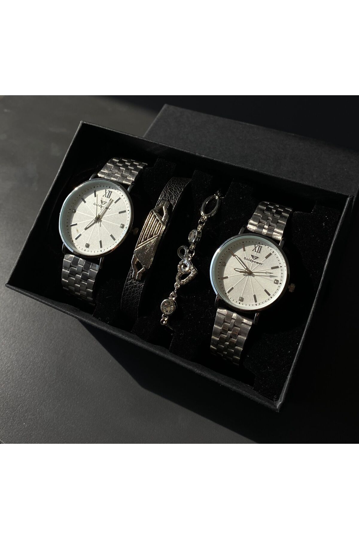 DMR Accessoire sevgili saati 2'li gümüş renk sevgili saati kombin saat çift saati