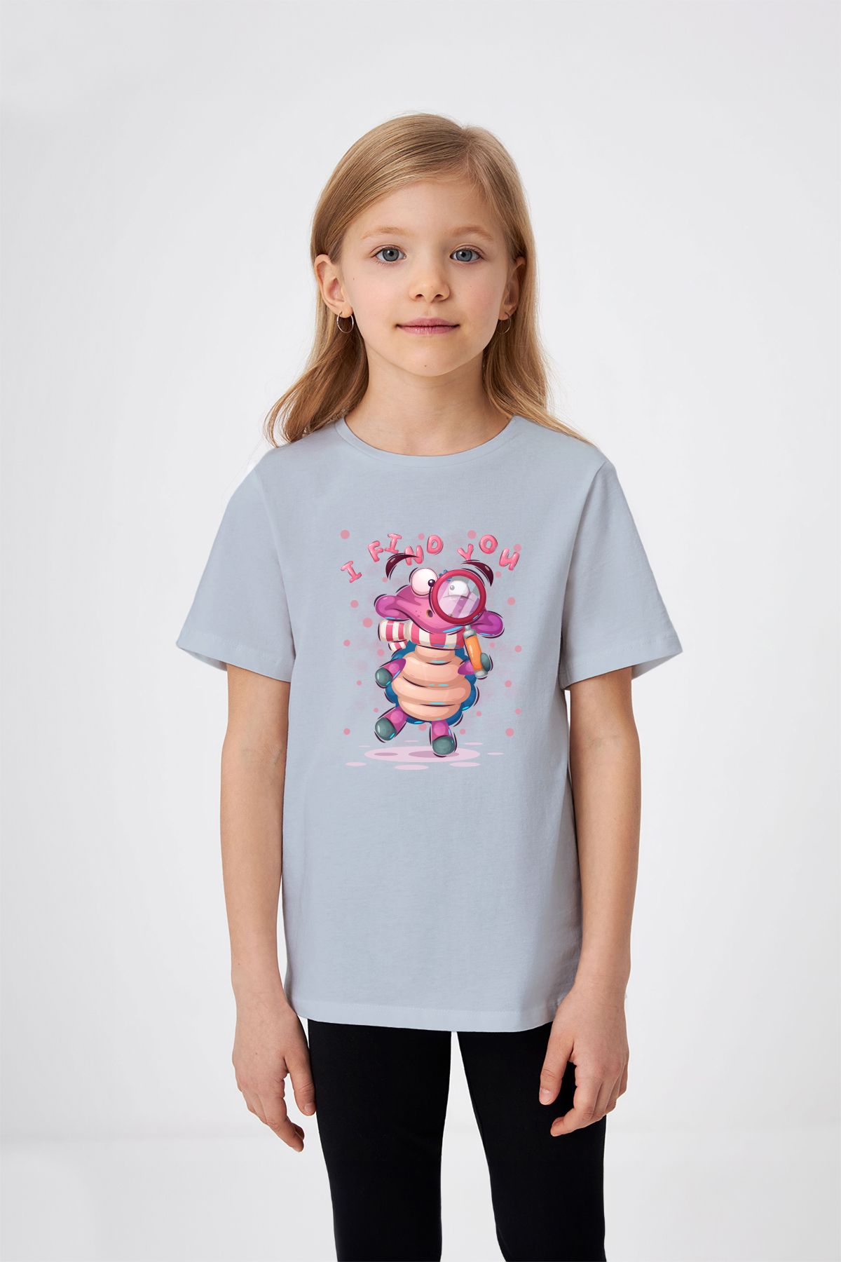 ADABEBEK Büyüteç Detaylı Kablumbağa Baskılı Kız Çocuk Tişört