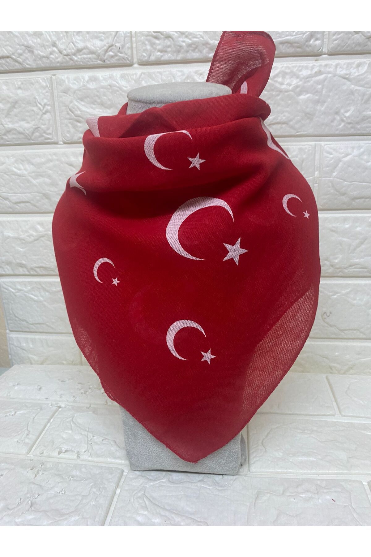 sema aksesuar Kırmızı Ay Yıldız Türk Bayrağı Temalı Pamuk Kumaş Fular - Bandana - 23 Nisan, 29 Ekim, 19 Mayıs