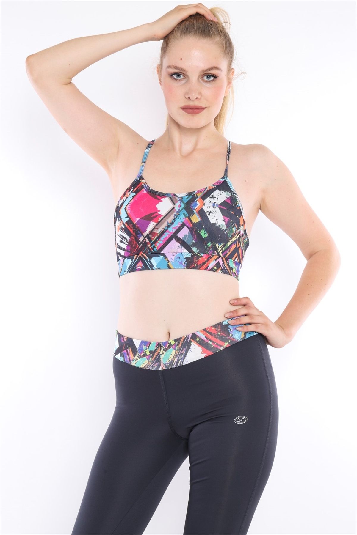 Escetic Antresit Kadın Spor Polyester Normal Bel Büstiyer Takım Fitnes Yoga Bra 0313