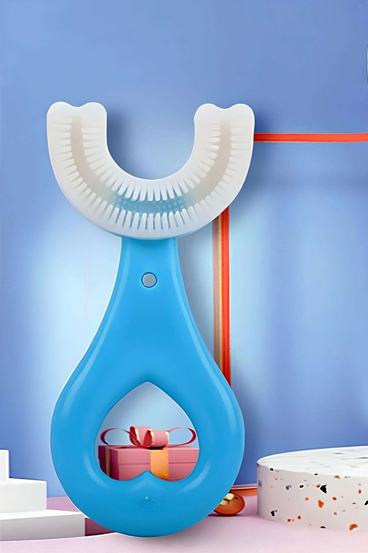 Factorial Bebek Diş Fırçası U şeklinde Mavi 2 3 Yaş Yumuşak Diş Fırçası Bebek Banyo Seti Arayüz Fırcası