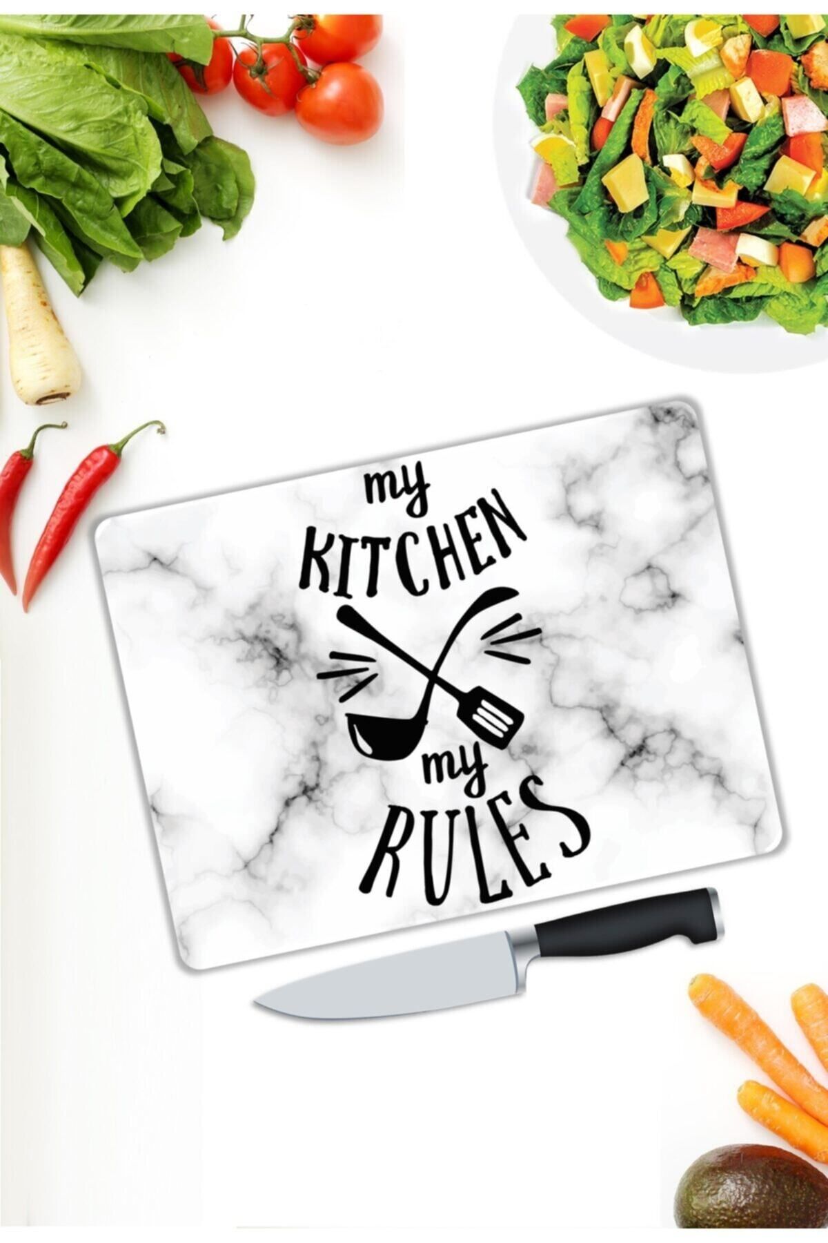 Genel Markalar My Kitchen My Rules | Cam Kesme Tahtası |  25 x 35 cm