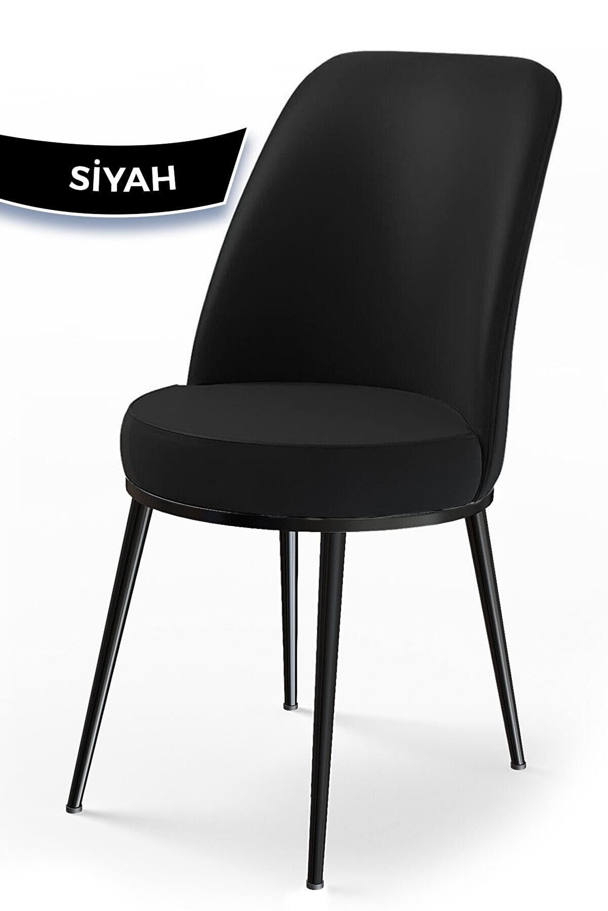 Canisa Concept Dexa Serisi Siyah Renk Sandalye Mutfak Sandalyesi, Yemek Sandalyesi Ayaklar Siyah