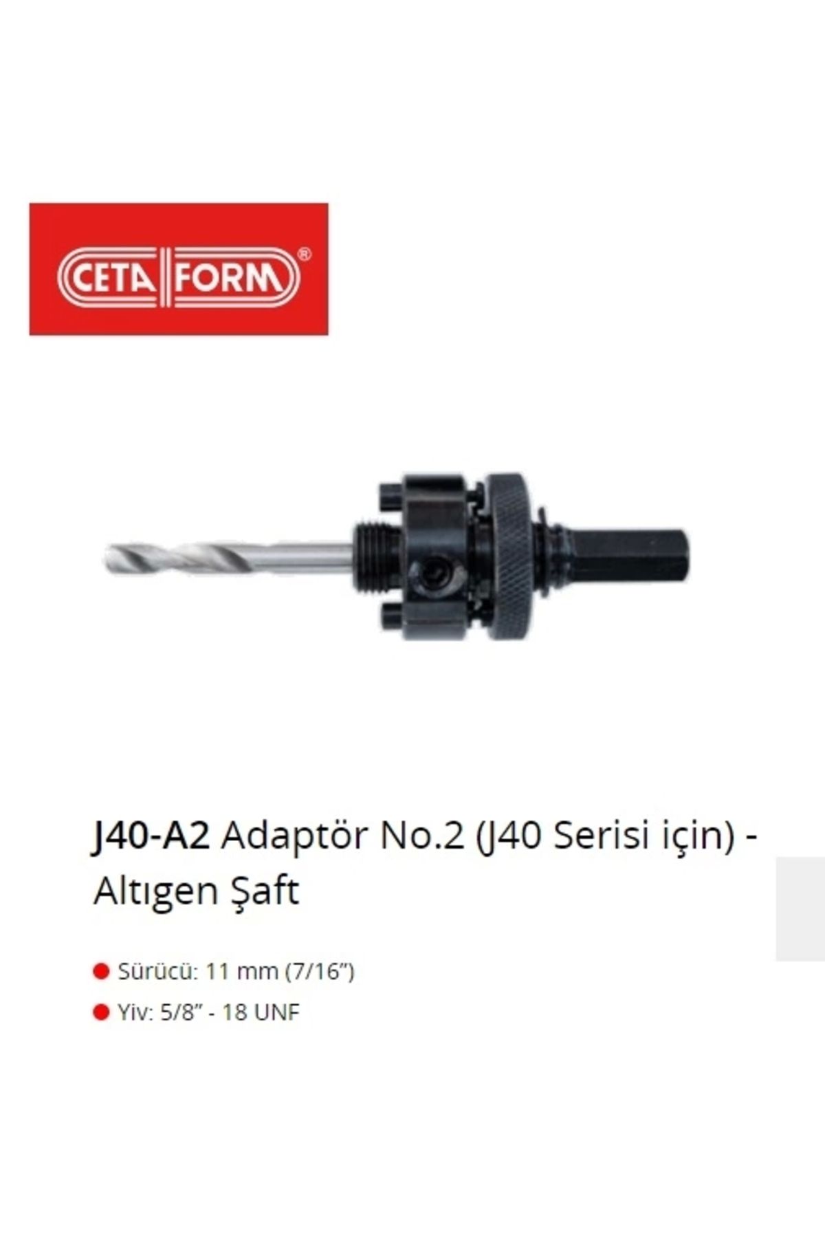 CETA FORM J40-a2 Panç Adaptörü No.2 Altıgen Şaft