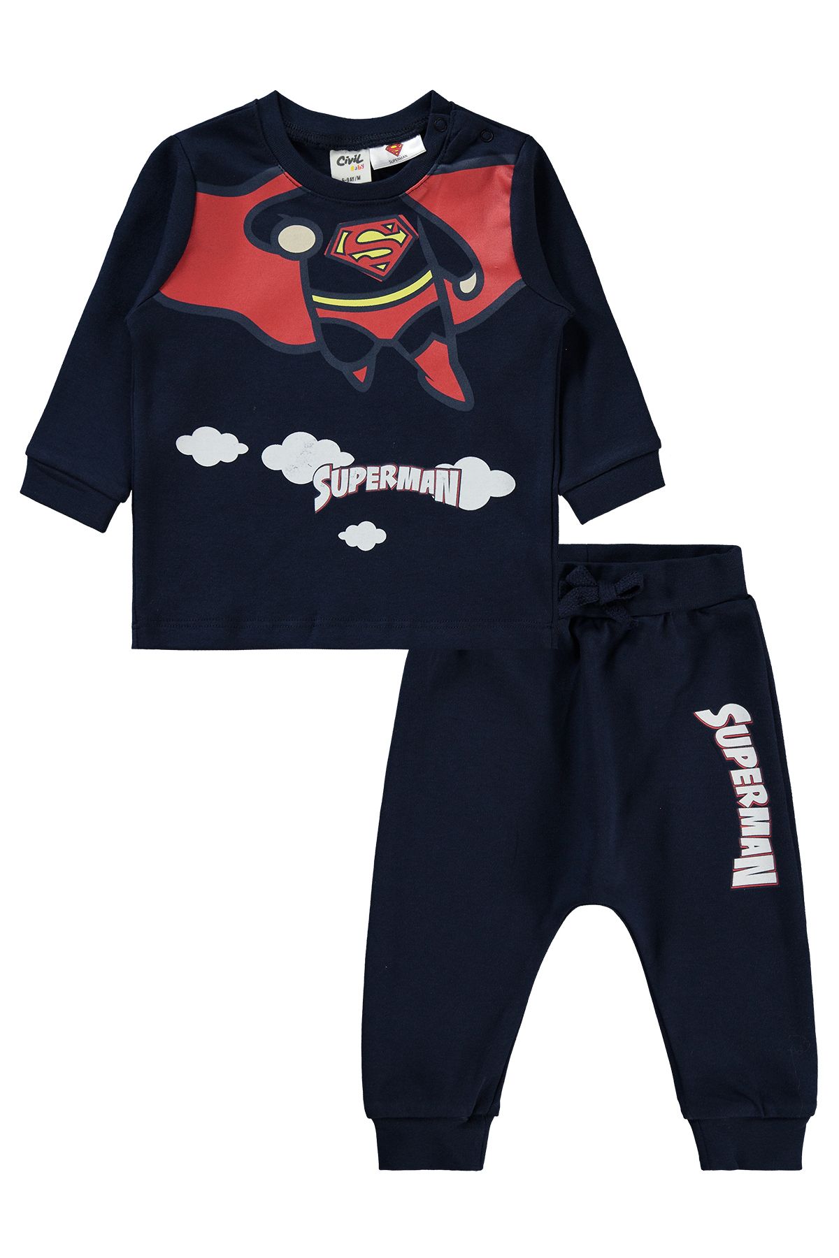 Superman Süperman Erkek Bebek Takım 6-18 Ay Lacivert