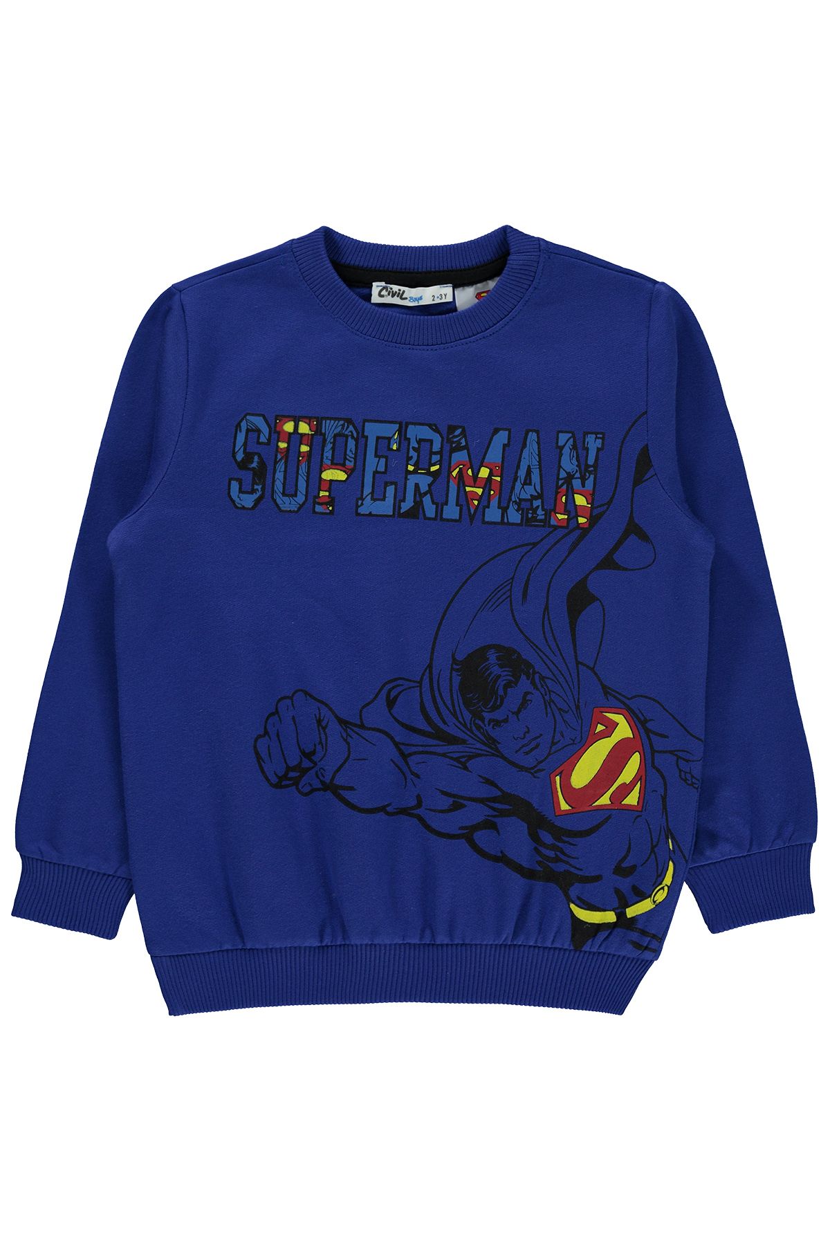 Superman Erkek Çocuk Sweatshirt 2-5 Yaş Saks Mavisi