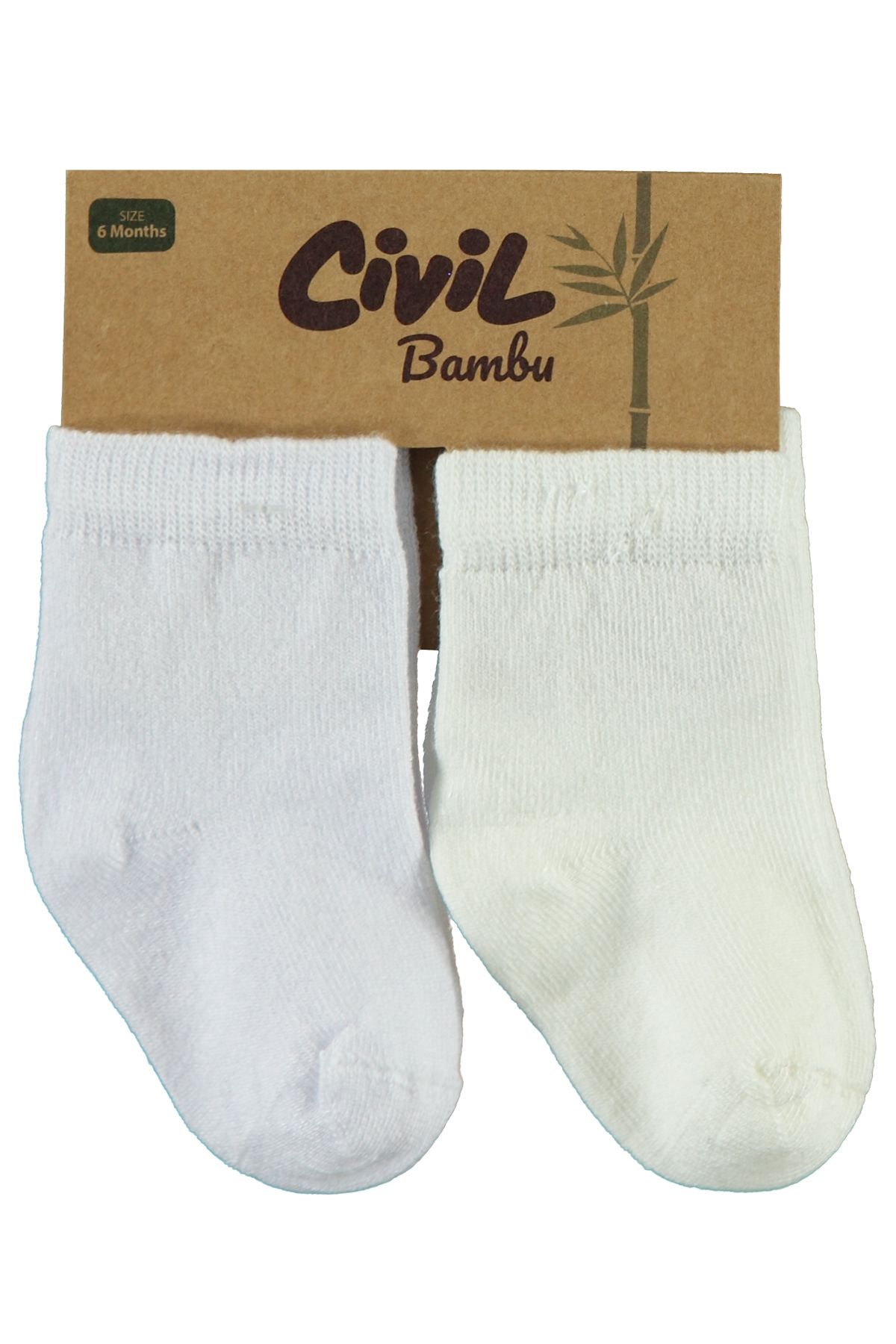 Civil Baby Bebek 2'li Bambu Çorap Set 6-18 Ay Beyaz-ekru