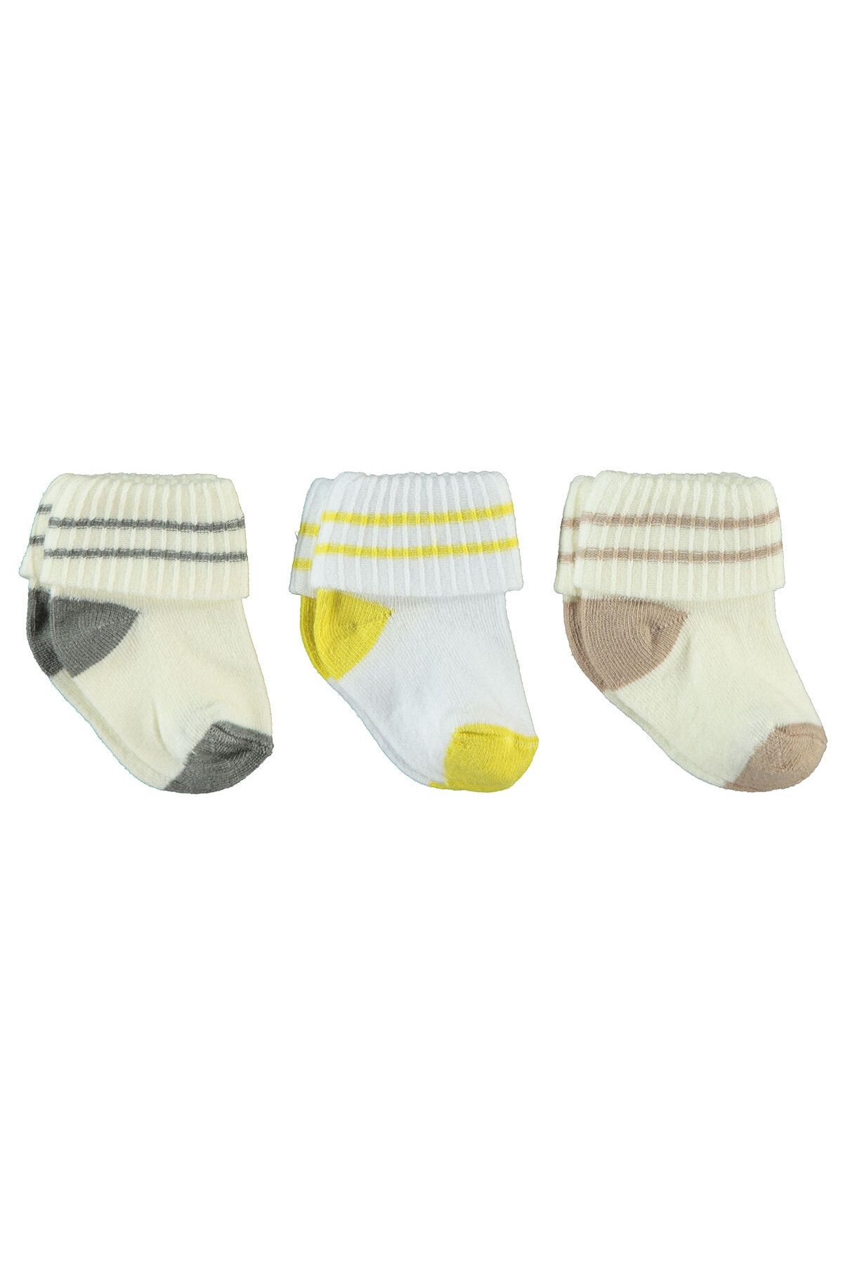 Civil Baby Erkek Bebek 3'lü Çorap Set 0-6 Ay Hardal