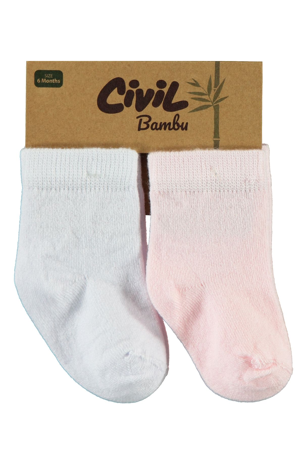 Civil Baby Bebek 2'li Bambu Çorap Set 6-18 Ay Beyaz-pembe