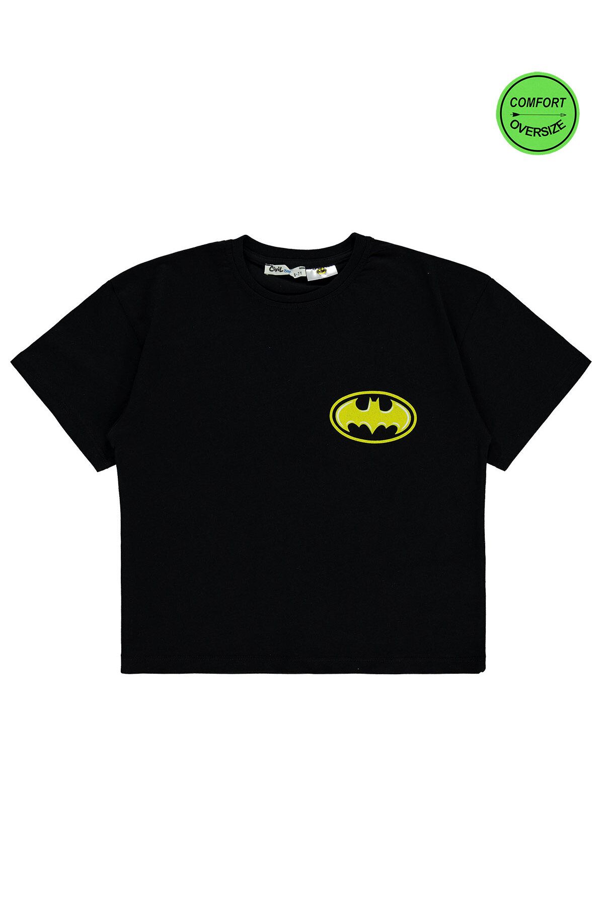 Batman Erkek Çocuk Tişört 6-9 Yaş Siyah
