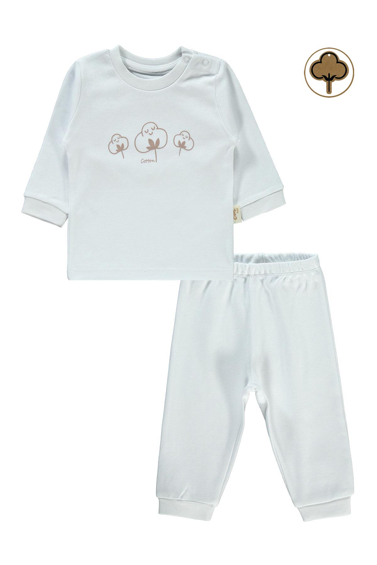 Civil Baby Bebek Organik Pijama Takımı 1-9 Ay Beyaz