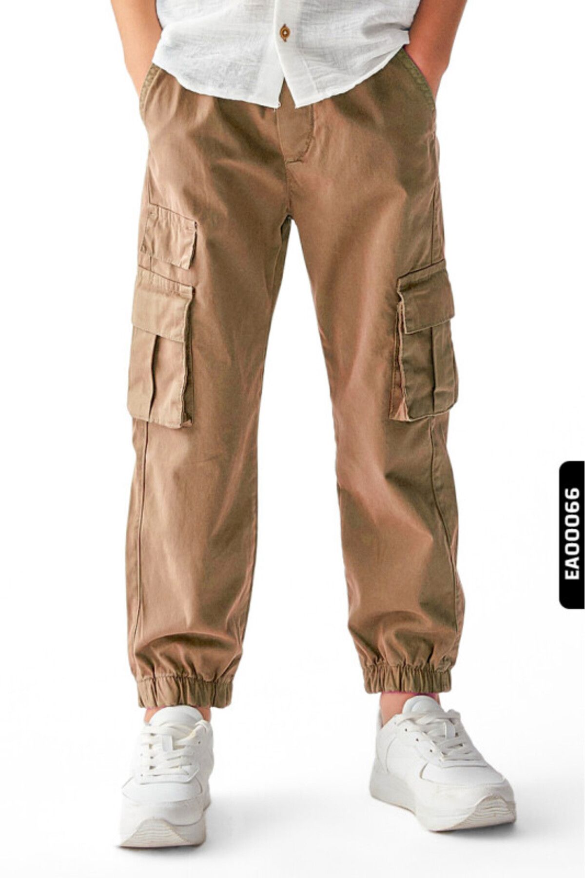Nk Kids Kargo Modelli Bağcıklı Kemerli Düz Renkli  Erkek Çocuk Pantolon 8-14 Yaş 66706