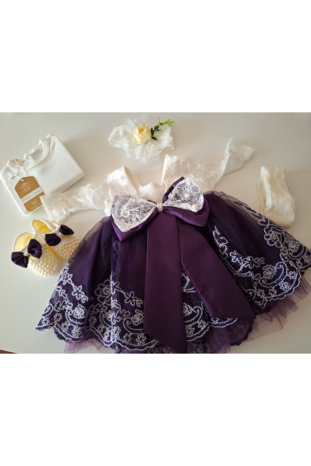 biyan collection Kız Bebek Mevlüt Takımı Gelinlik Abiye Elbise Bebek Doğum Baby Shower Hediyesi
