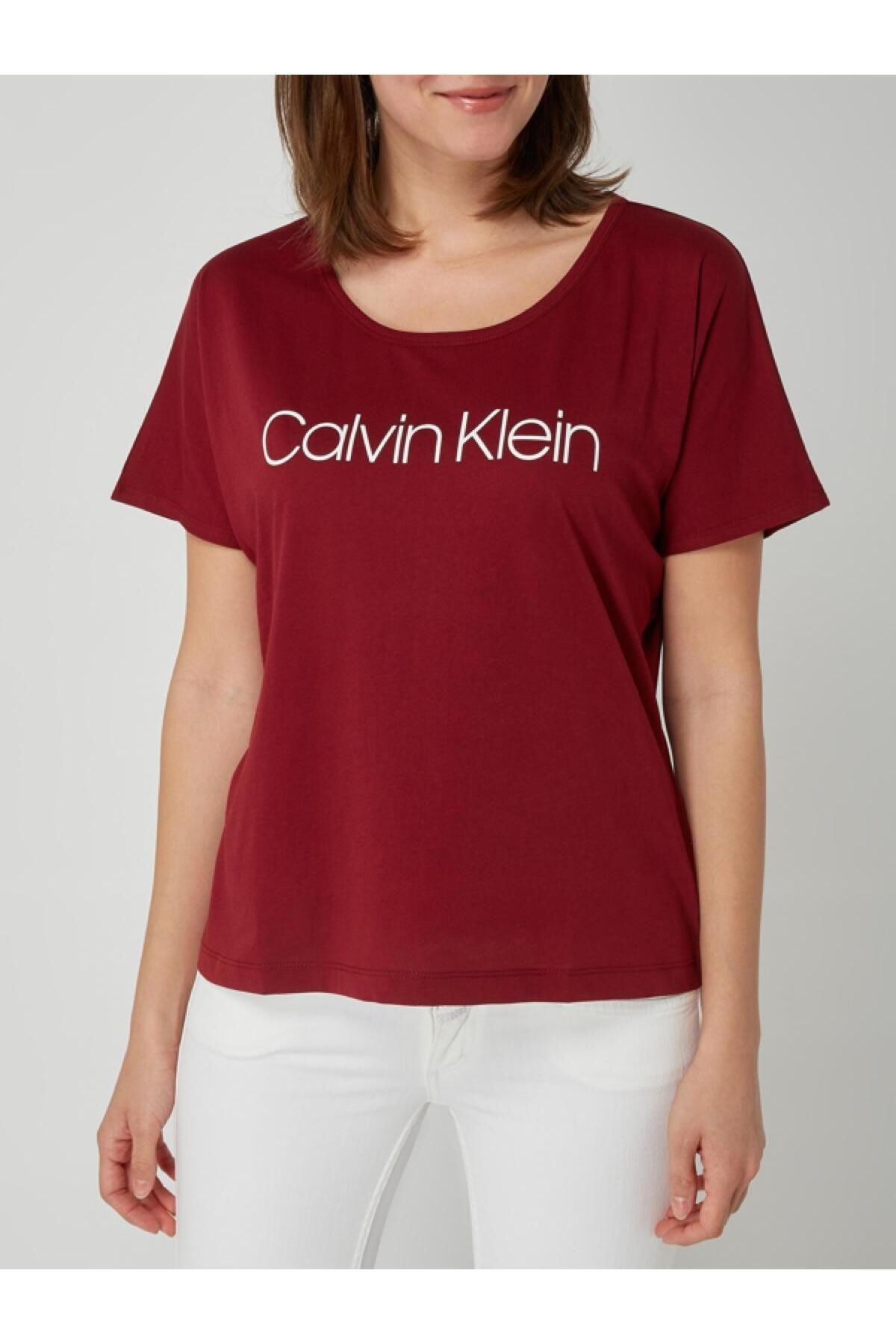 Calvin Klein Organıc Cotton Logo Print Womens T-shirt