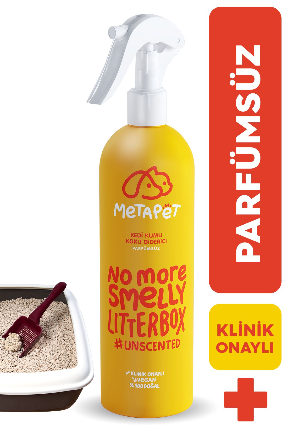 Metapet Parfümsüz Kedi Kumu Koku Giderici, Doğal Ve Kokusuz/naturel Kedi Tuvaleti Için Sprey, 400 ml