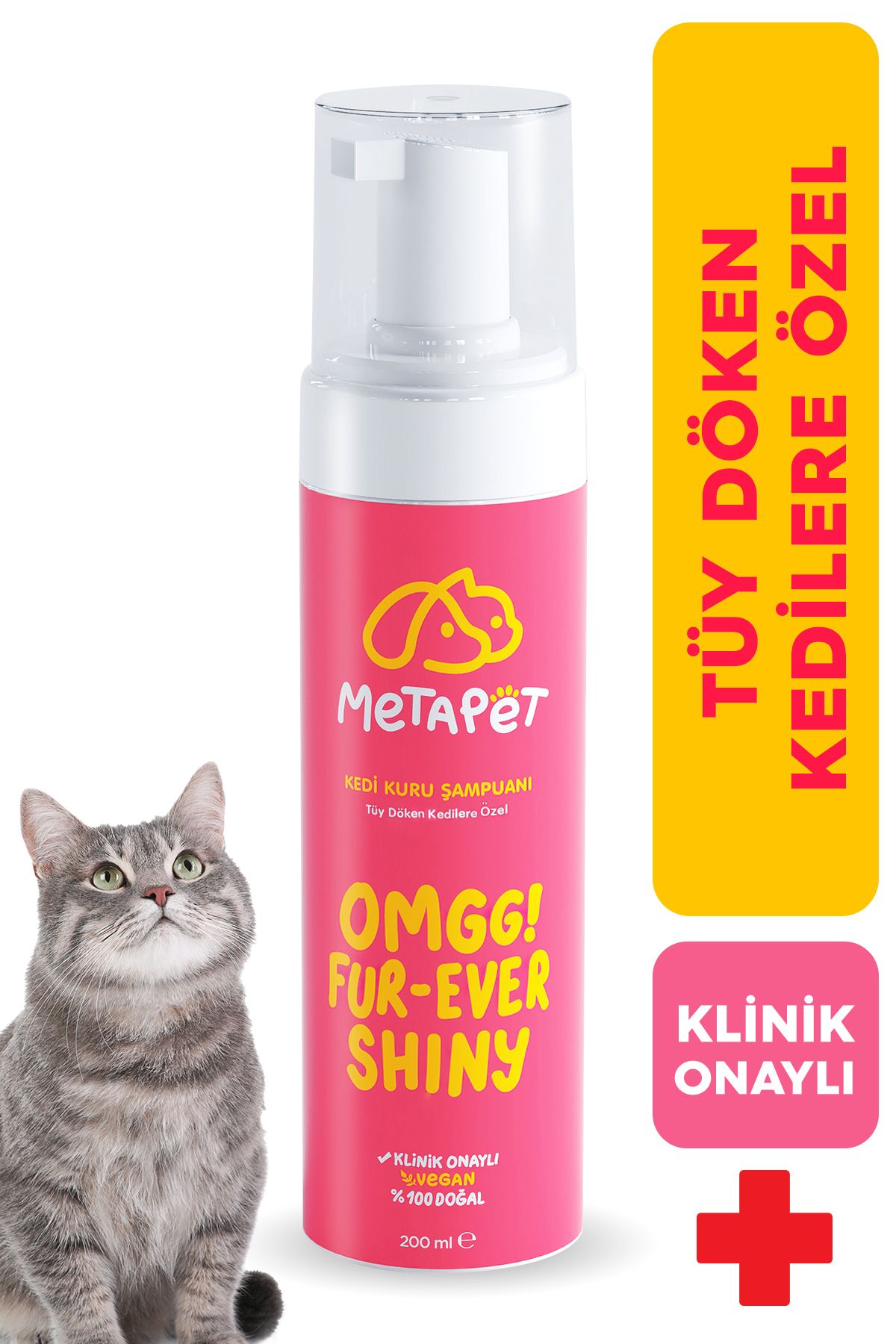 Metapet Tüy Döken Kedilere Özel Kuru Bakım Şampuanı, E Vitamini Ve Doğal Yağlar, Kedi Yıkama Köpüğü