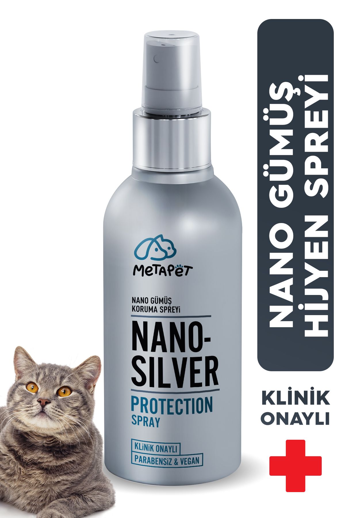Metapet Nano Gümüş Kedi Hijyen Spreyi, Dış Parazit Bakımı Damla, Göz Kulak Ve Ağız Temizleme Solüsyonu 150 M