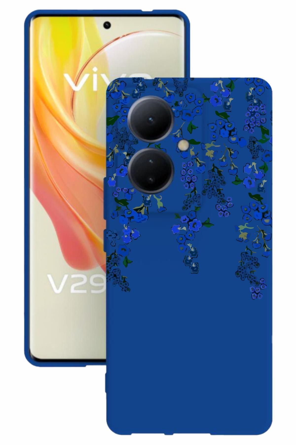 vivo V29 Lite 5g Uyumlu Baskılı Ve Kamera Korumalı Mavi Silikon Kılıf
