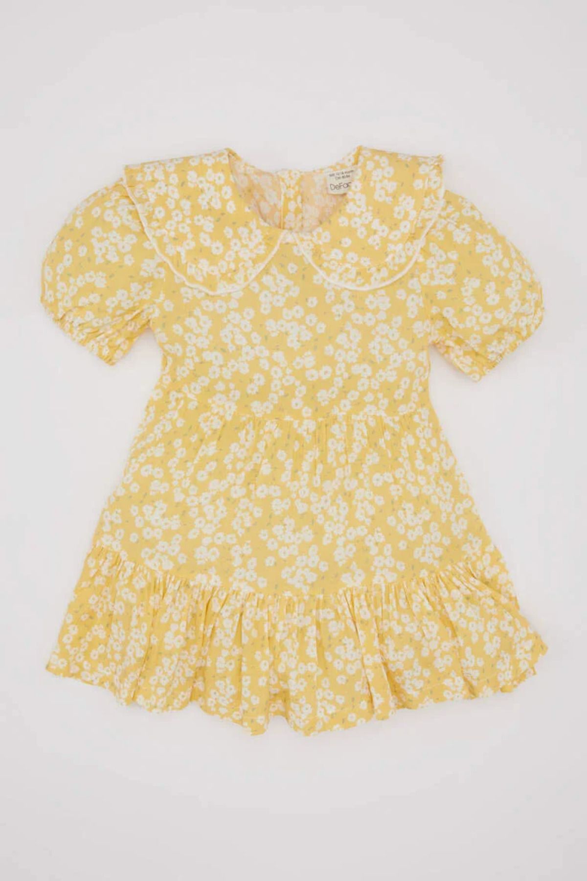Defacto Kız Bebek Çiçekli Kısa Kollu Krinkıl Viskon Elbise C2505a524sm
