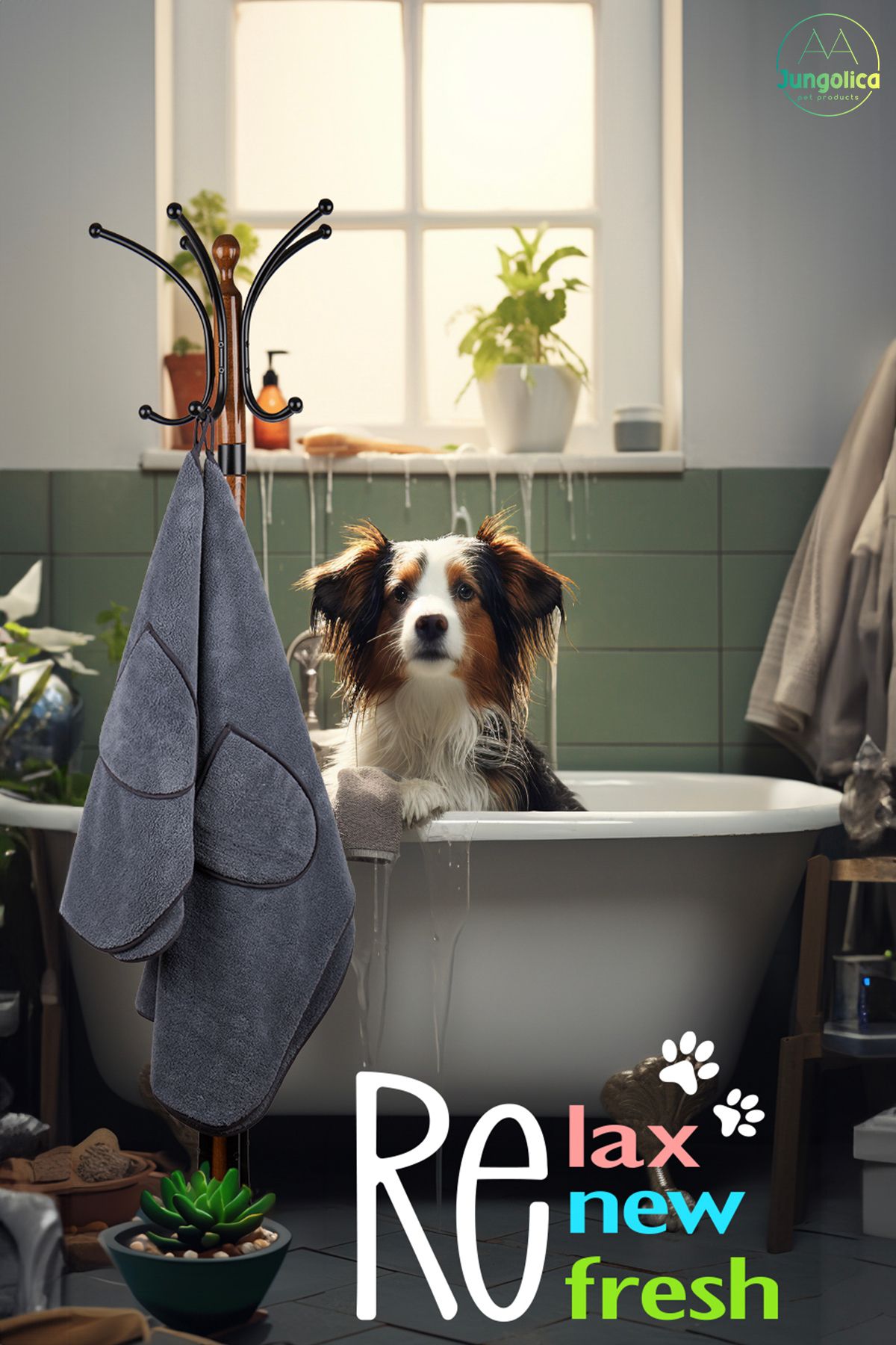 Jungolica Pet Products Relax, Süper Emici, Ultra Yumuşak Kedi ve Köpek Banyo Havlusu
