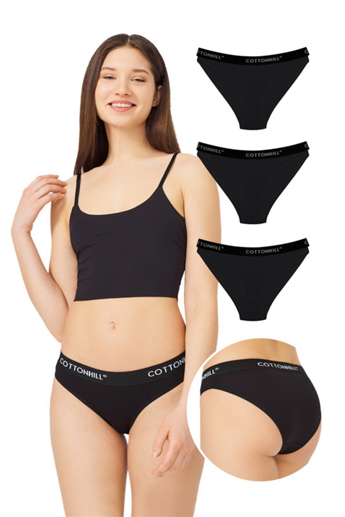 Cottonhill Pamuklu Basic Kadın Bikini Külot 3'lü Paket