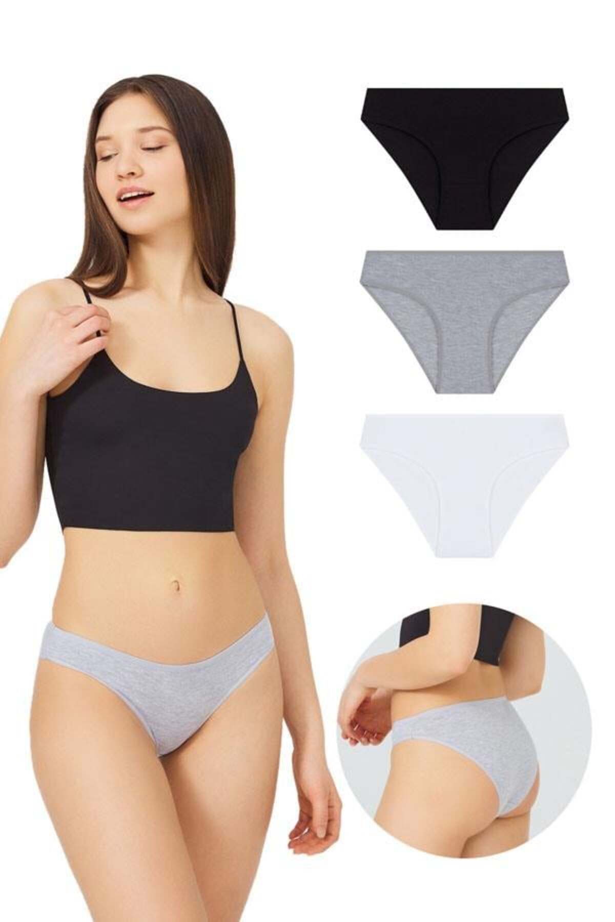 Cottonhill Basic Pamuklu Kadın Bikini Külot 3'lü Paket - 4