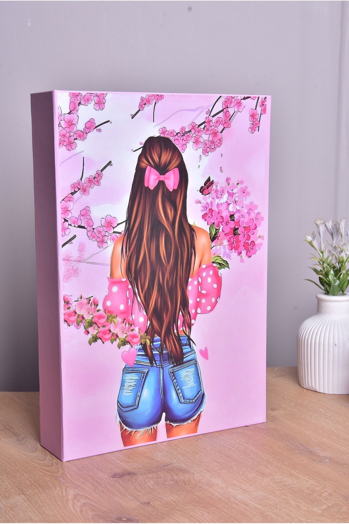 Bytwo Pink Girl Book box - Dekoratif Kutu - Kitap Kutu - Pink Girl