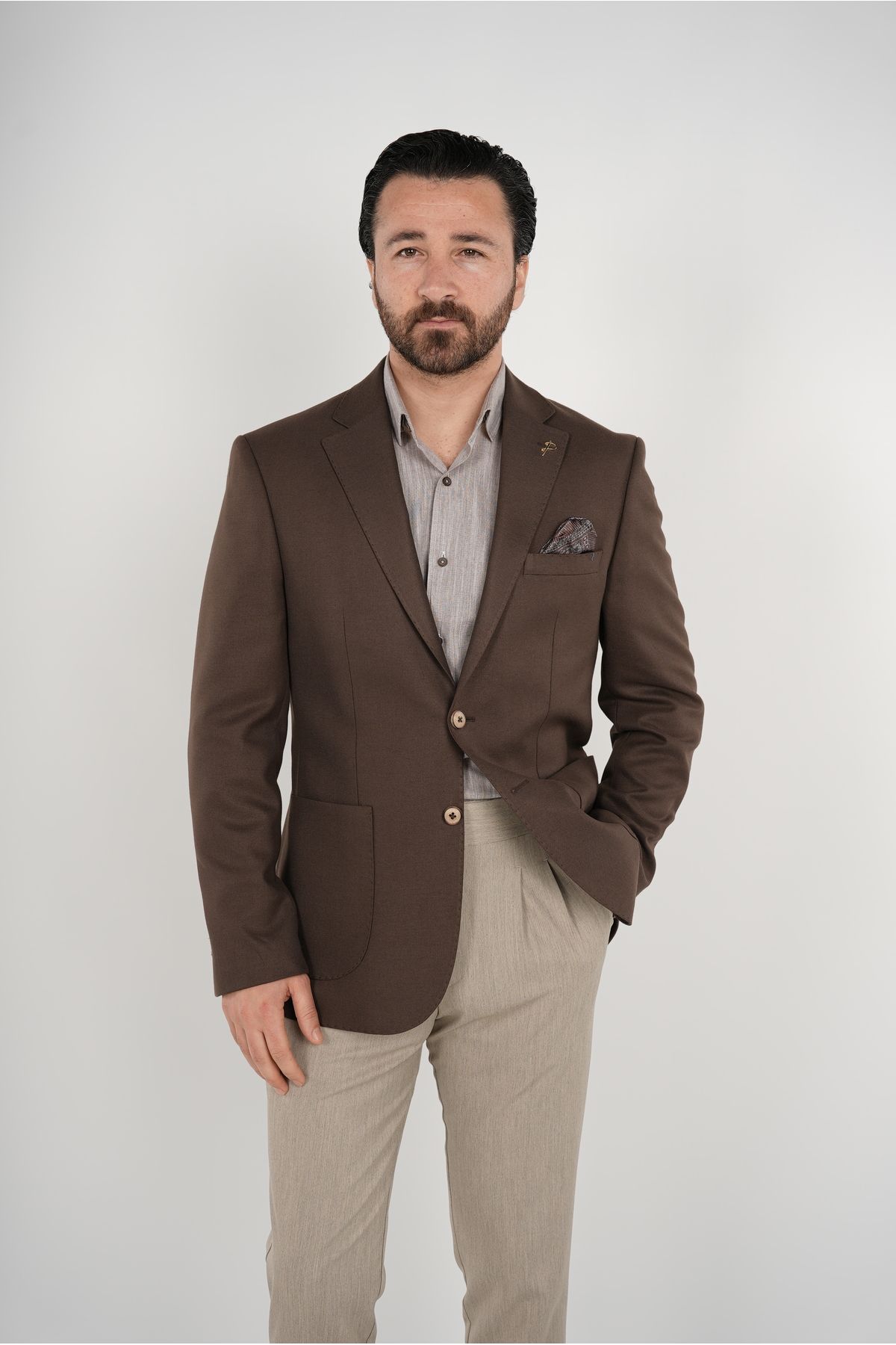 PAREZ Premium İtalyan Stil Slim Fit Erkek Punto Dikişli Torba Cepli Yarım Astarlı Ceket
