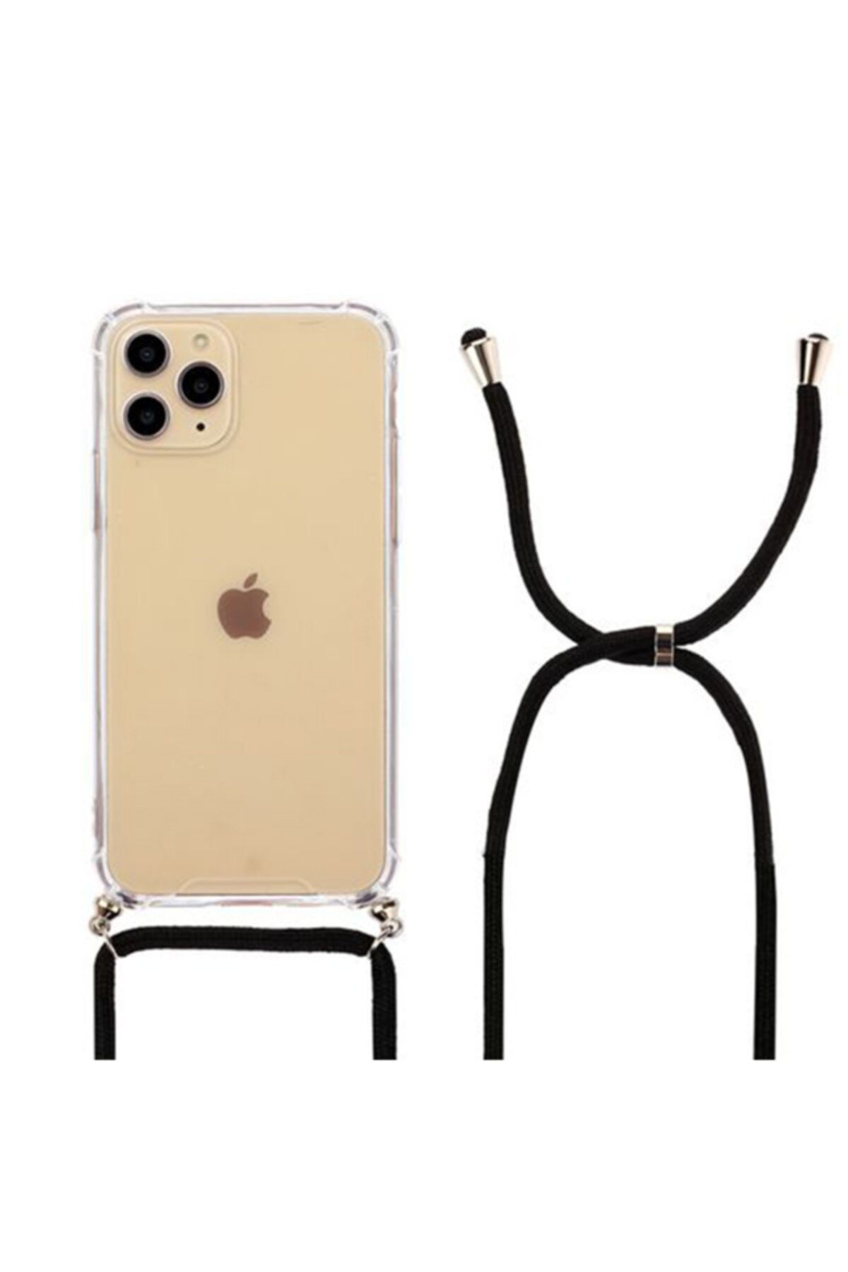 Molly Iphone 11 Pro Max Siyah Ipli Boyun Askılı Silikon Kılıf