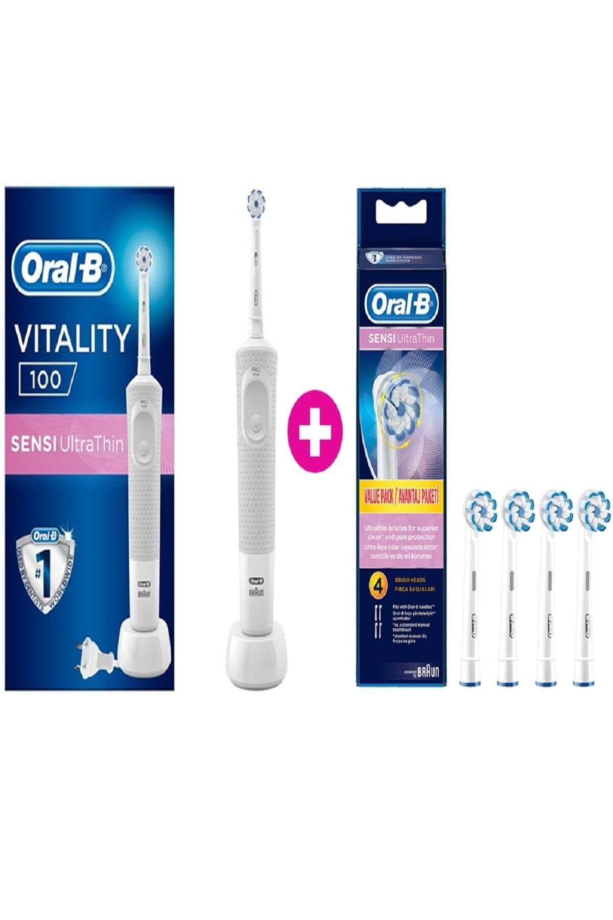 Oral-B Vitality 100 Sensi Ultra Thin Şarjlı Diş Fırçası + 4'lü Yedek Başlık