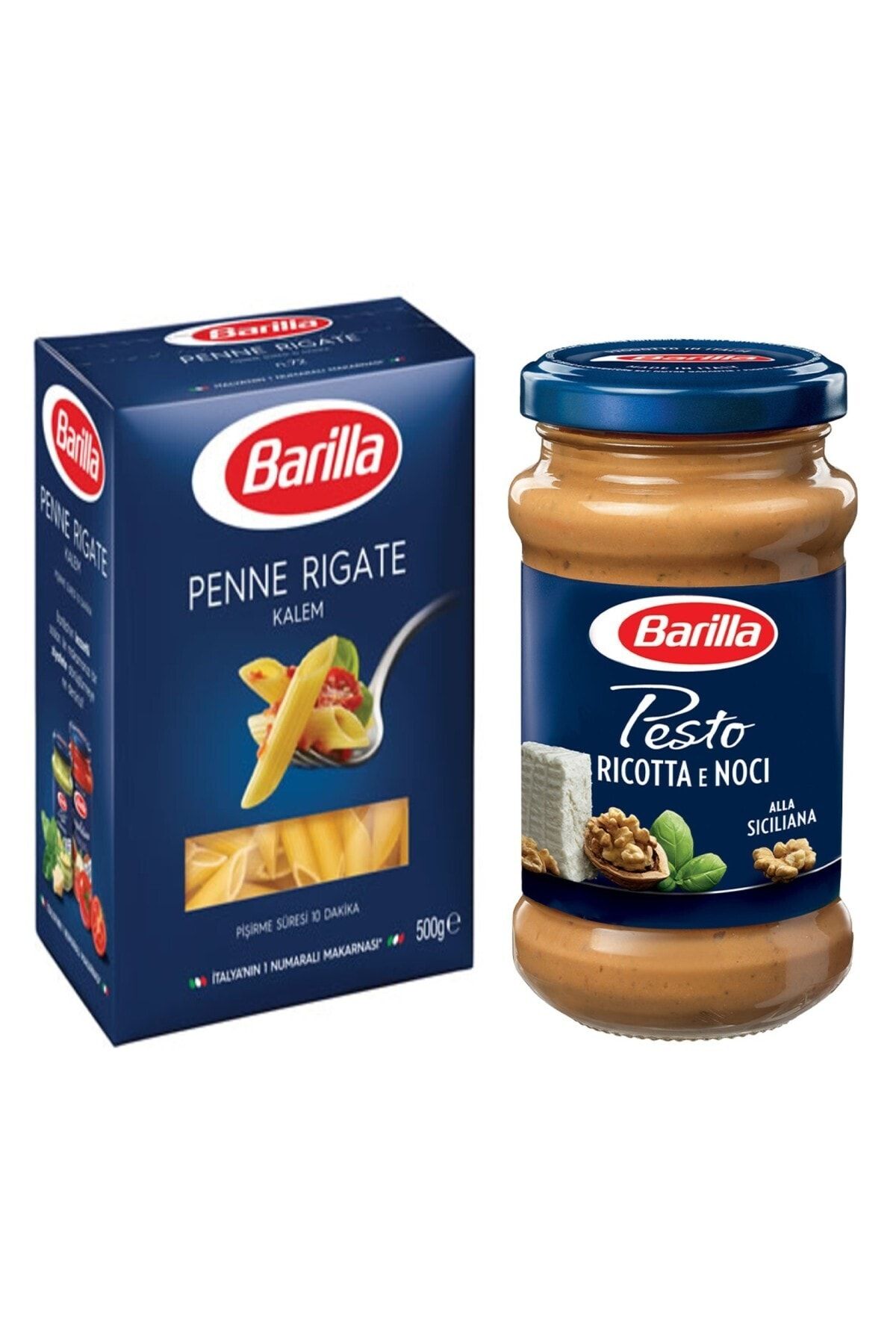 Barilla Penne Rigate/kalem Makarna 500 Gr+ Pesto Sicilinna Makarna Sosu 190 Gr