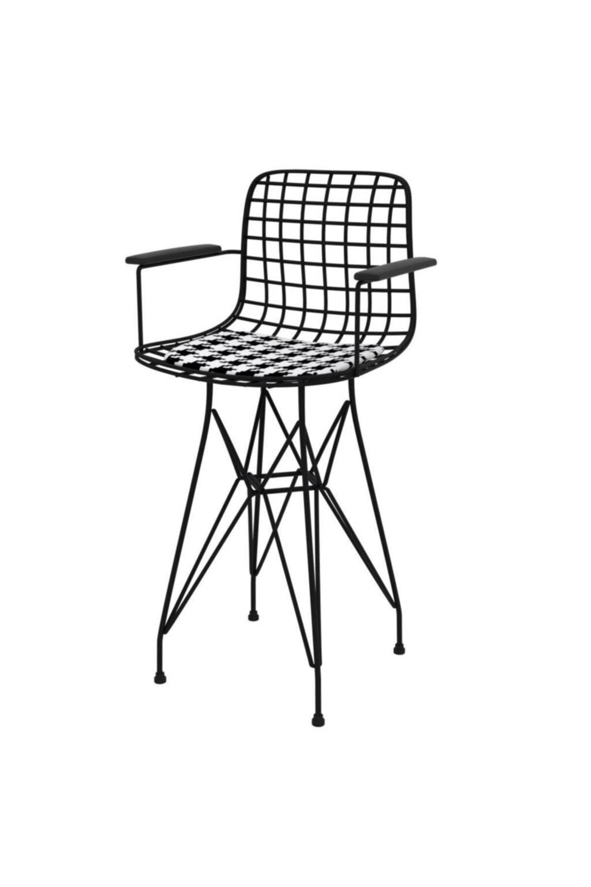 Kenzlife Knsz  tel bar sandalyesi 1 li uslu syhkono kolçaklı 55 cm oturma yüksekliği
